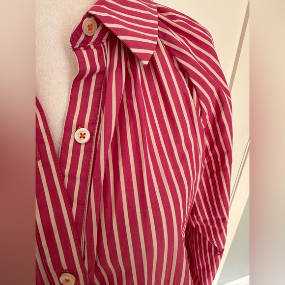 Scotch & Soda size (XS/S) European size 34 fuchsia and white striped shirt dress - Picture 4 of 15
